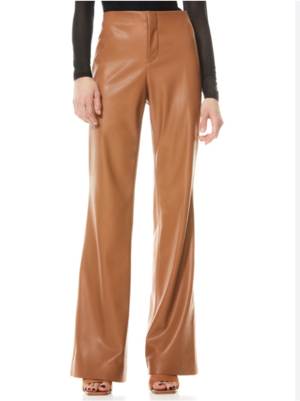 ALICE + OLIVIA Women Lorinda Super High Waist Wide Leg Faux Leather Pants Size 4